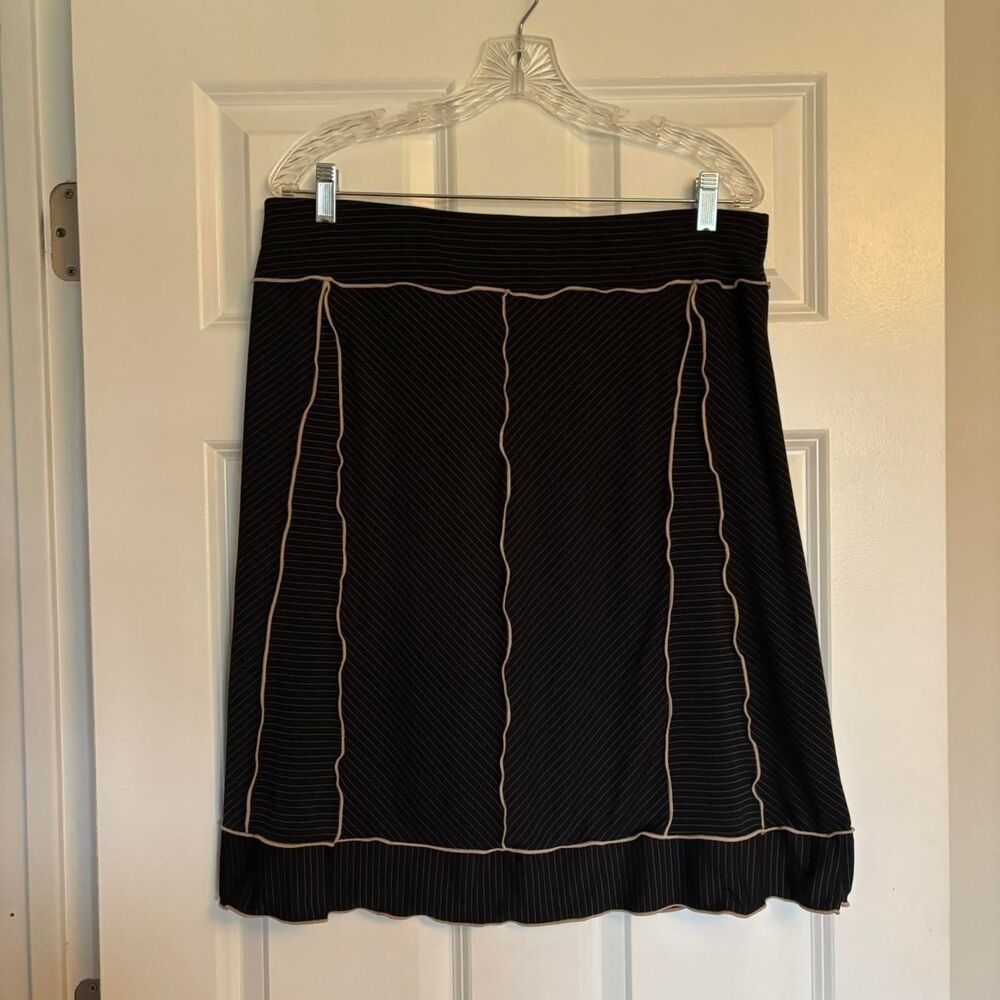 Max-studio Women's multi Skirt Pinstripe Lettuce Seams Vintage 90s sz L